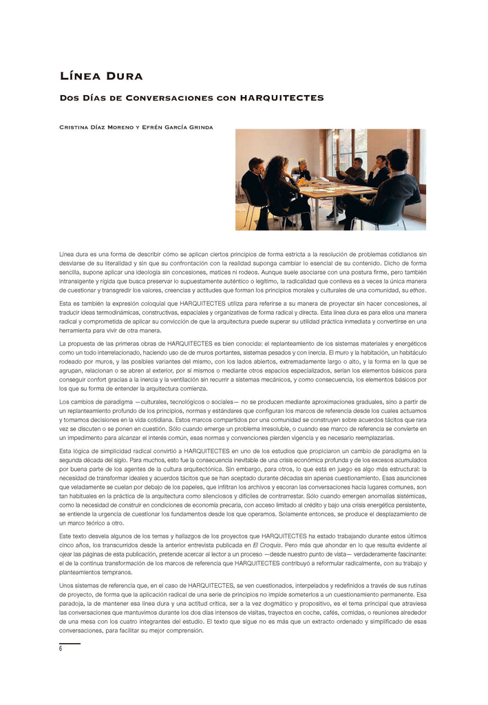 Linea dura. Dos días de conversaciones con HARQUITECTES, por Cristina Díaz Moreno y Efrén García Grinda