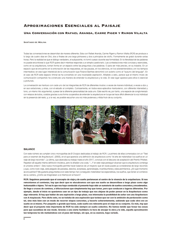 Essential Approaches to the Landscape. A Conversation with Rafael Aranda, Carme Pigem and Ramon Vilalta, by Santiago de Molina