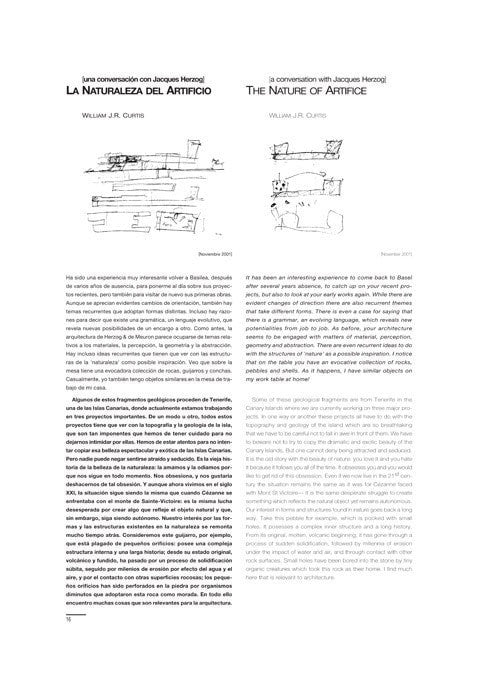 William J.R. Curtis - La naturaleza del artificio. Una conversación con Jacques Herzog