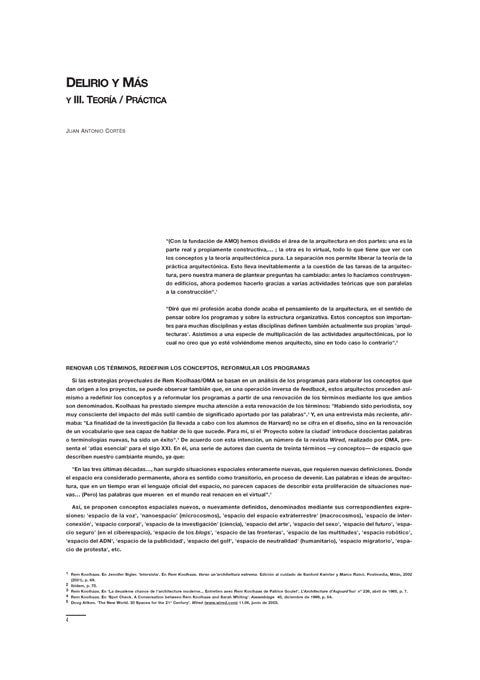 Juan Antonio Cortés - Delirious and More: III Theory and Practice