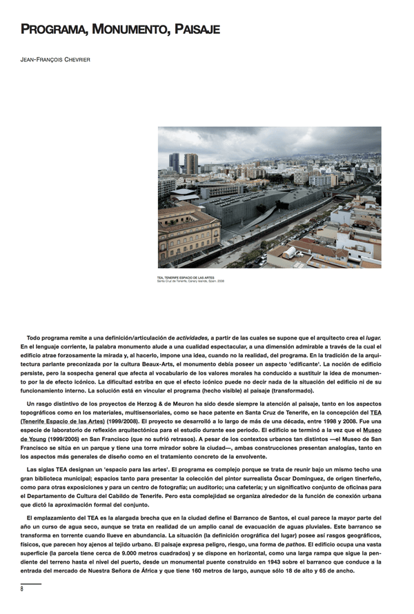 Jean-François Chevrier - Programa, monumento, paisaje