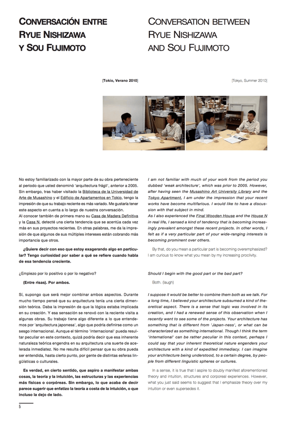 Ryue Nishizawa - Conversación entre Ryue Nishizawa y Sou Fujimoto