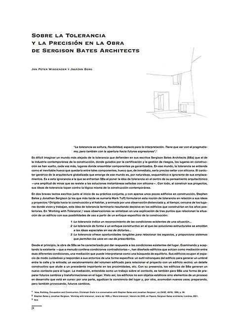 Jan Peter Wingender & JaapJan Berg - Sobre la tolerancia y la precisión en la obra de Sergison Bates Architects