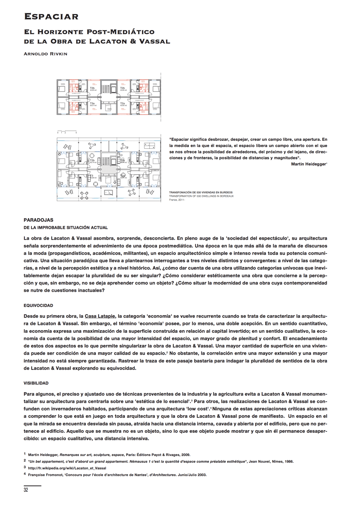 Arnoldo Rivkin - Espaciar. El horizonte post-mediático de la obra de Lacaton & Vassal El Croquis