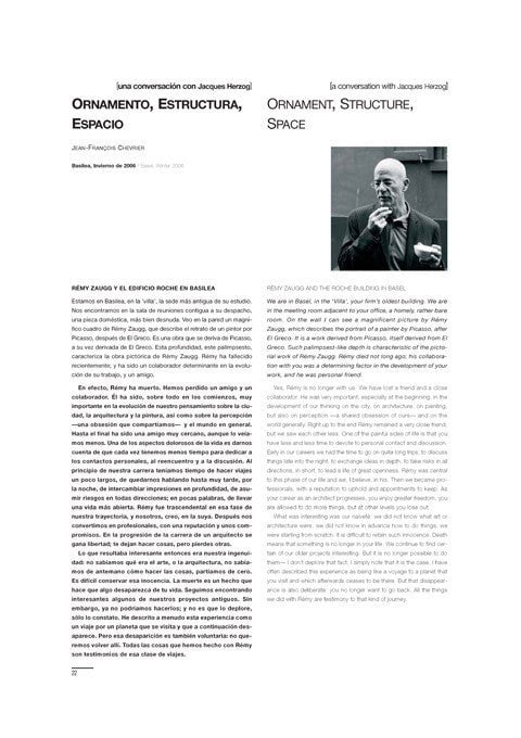 Jean-François Chevrier - Ornament, Structure, Space. A Conversation with Jacques Herzog