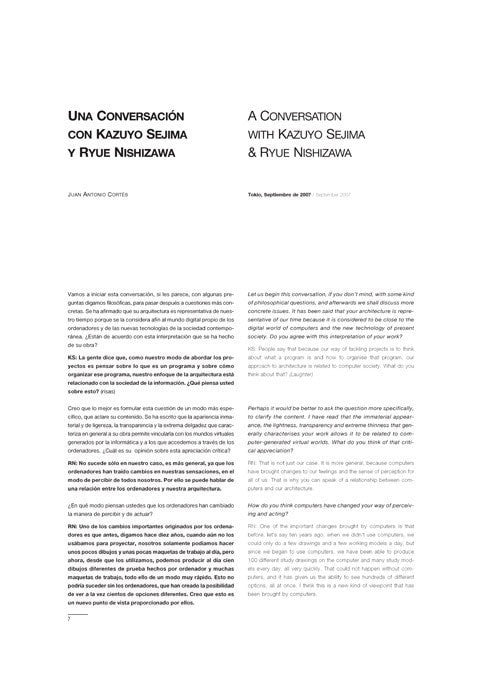 Juan Antonio Cortés - A Conversation with Kazuyo Sejima and Ryue Nishizawa