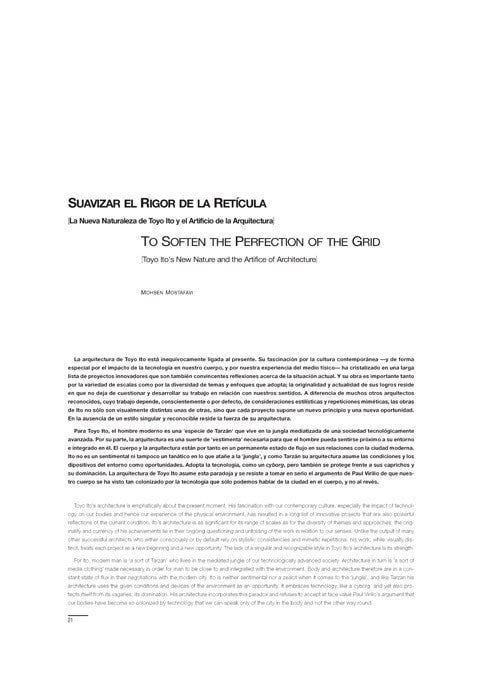 Mohsen Mostafavi - Suavizar el rigor de la retícula. La nueva naturaleza de Toyo Ito y el artificio de la arquitectura
