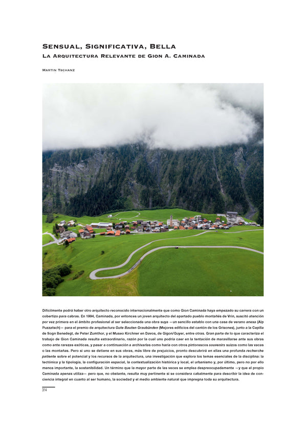 Sensual, significativa, bella. La arquitectura relevante de Gion A. Caminada, por Martin Tschanz