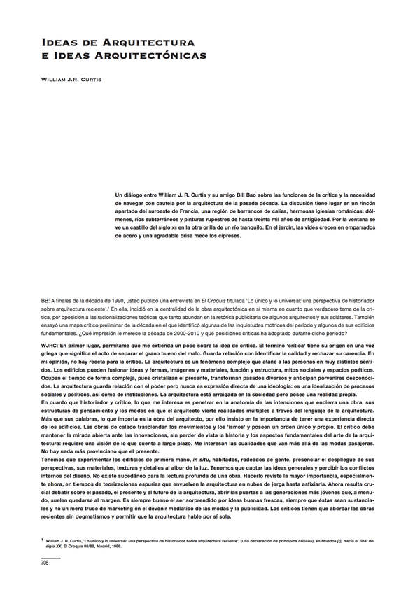 William J.R. Curtis - Ideas de arquitectura e ideas arquitectónicas