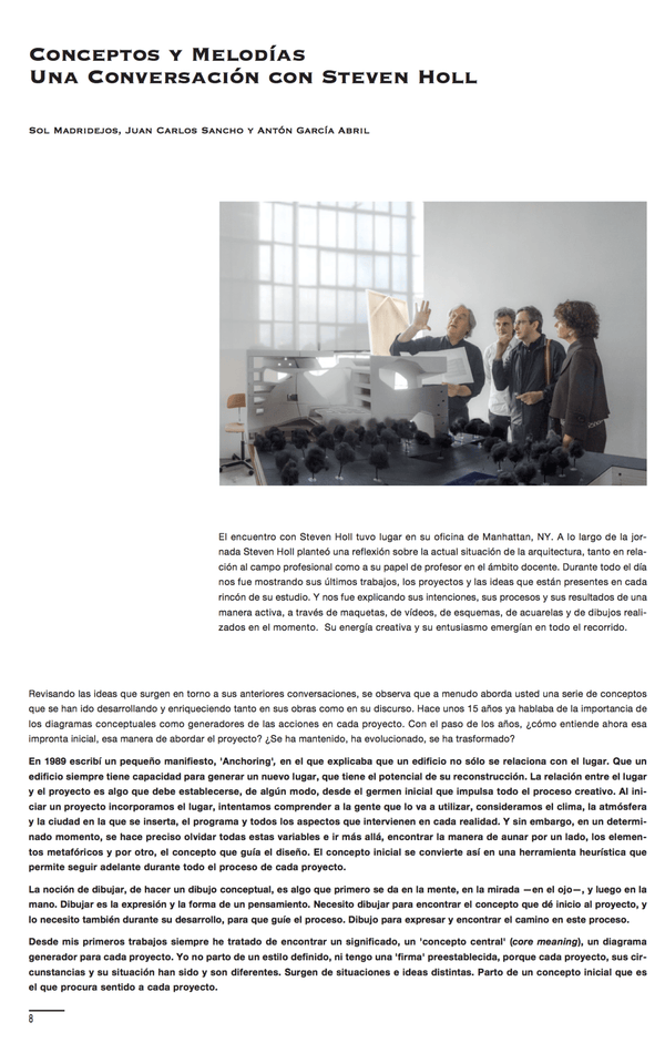 Sol Madridejos, Juan Carlos Sancho y Antón García Abril - Conceptos y melodías. Una conversación con Steven Holl
