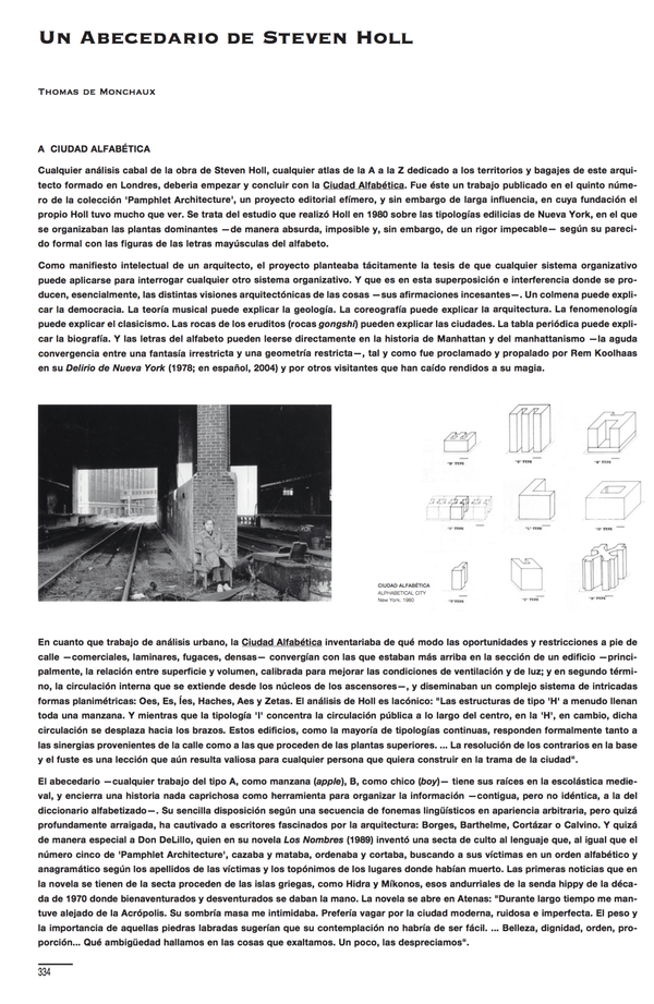 Thomas De Monchaux - Un abecedario de Steven Holl