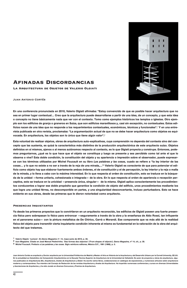 Juan Antonio Cortés - Fine-Tuned Discordances. The Architecture of Objects of Valerio Olgiati