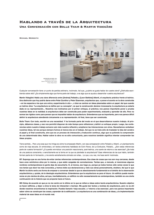 Michael Meredith - Speaking Through Architecture. A Conversation with Bolle Tham & Martin Videgård