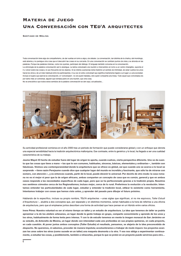 Santiago De Molina - A Matter of Play. A Conversation with TEd'A arquitectes