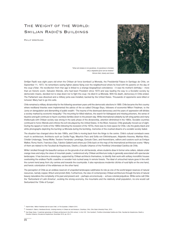 Philip Ursprung - The Weight of the World: The Buildings of Smiljan Radić
