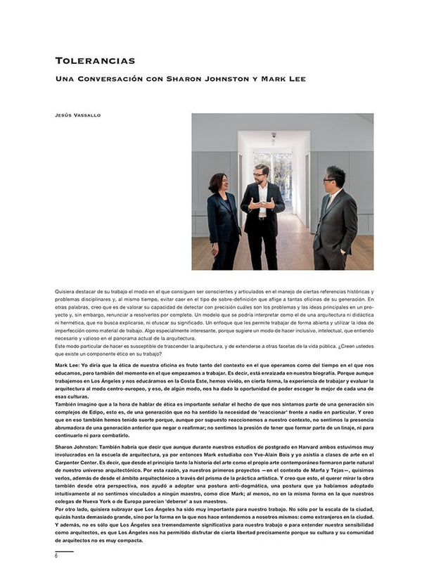 Jesús Vassallo - Tolerances. A Conversation with Sharon Johnston and Mark Lee