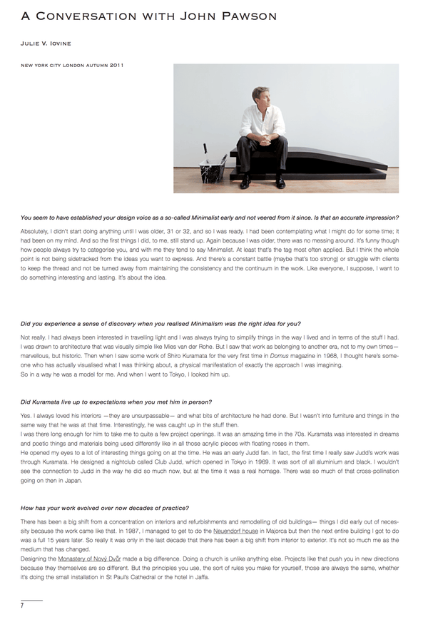 Julie V. Iovine - A Conversation with John Pawson