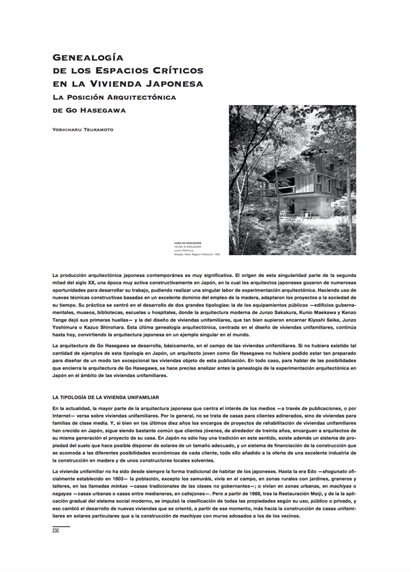 Yoshiharu Tsukamoto - Genealogy of the Critical Space in Japanese Houses. The Architectural Position of Go Hasegawa.